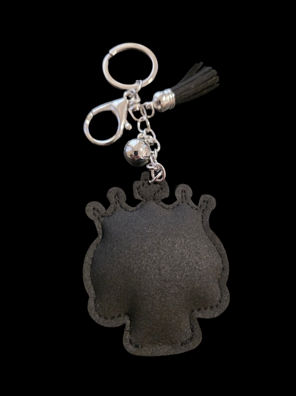 Crystal Skull Crown Bag Charm Keychain - Black, Silver & Red - Picture 2 of 2